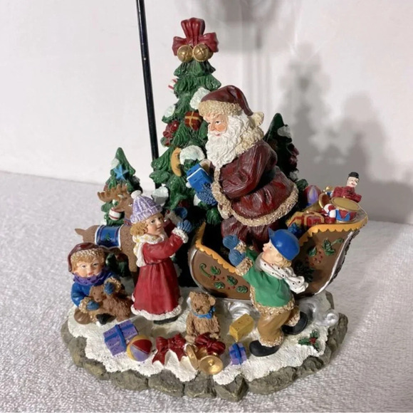 Vintage Christmas Candle Lamp Scene Santa Sleigh Toys  Kids Festive Decor - Picture 2 of 16